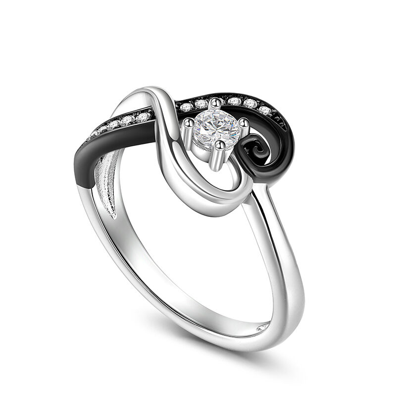 Jeulia "Love in the Moonlight" Two Tone Infinity Love Sterling Silver Ring