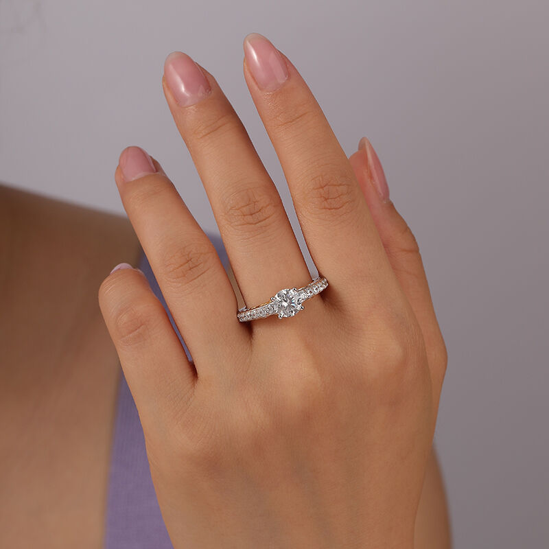 Jeulia Simple Inset Crown Engagement Ring