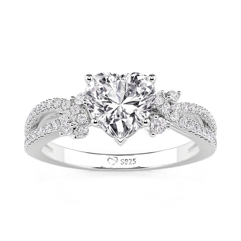 Jeulia Twisted Heart Shaped Engagement Ring With Side Stones
