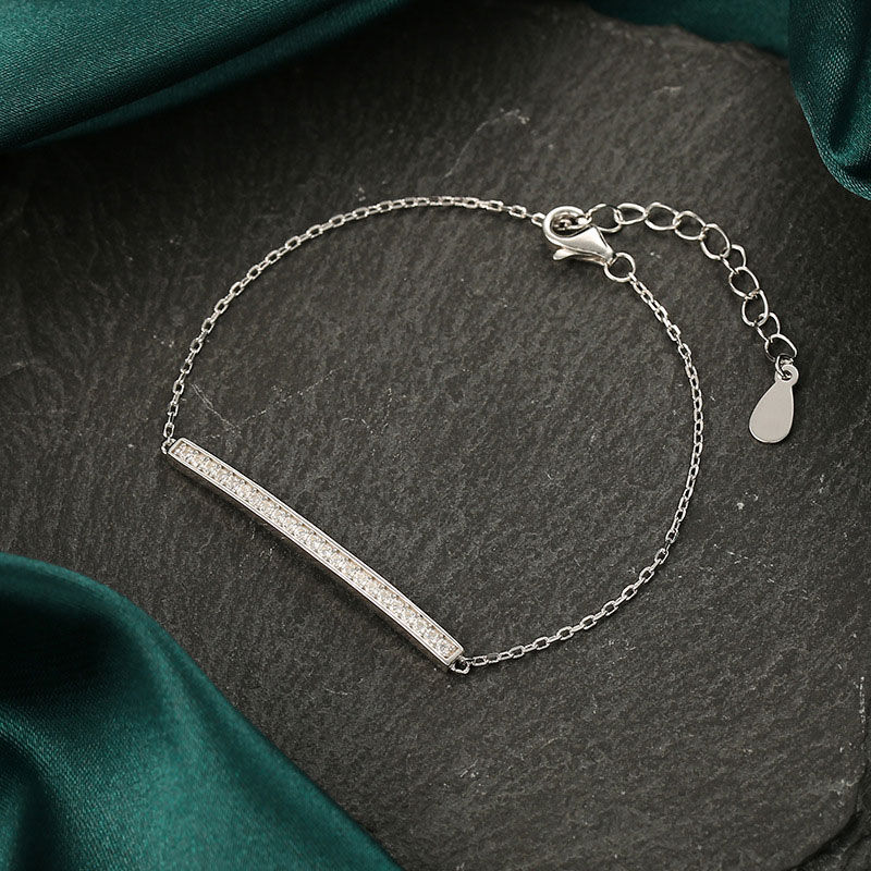 Jeulia Retro Rectangle Round Cut Sterling Silver Bracelet
