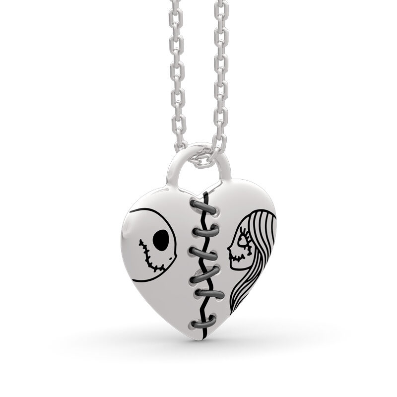 Jeulia "Magic of Love" Skull Couple Sterling Silver Necklace