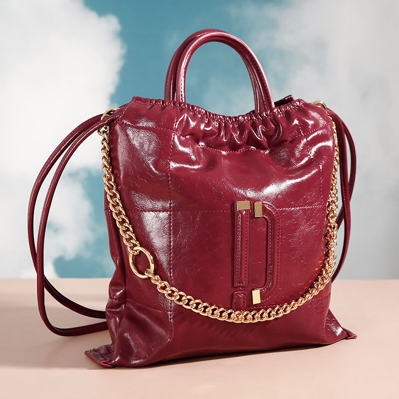 Jeulia borsa da shopping a tracolla vintage trapuntata a catena rosso