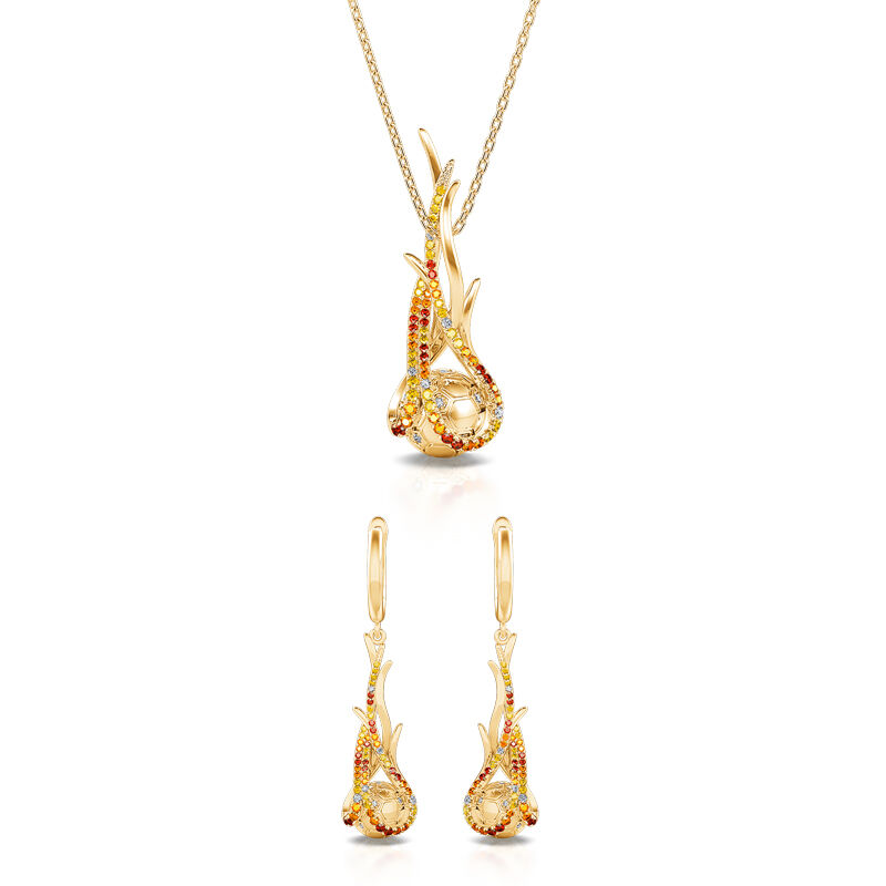 Jeulia "Blazing Football" Sterling Silver Jewelry Set