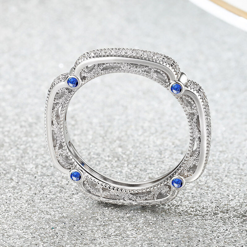 Jeulia “Lucky Blue Star” Fascia nuziale con perline d'epoca in argento sterling