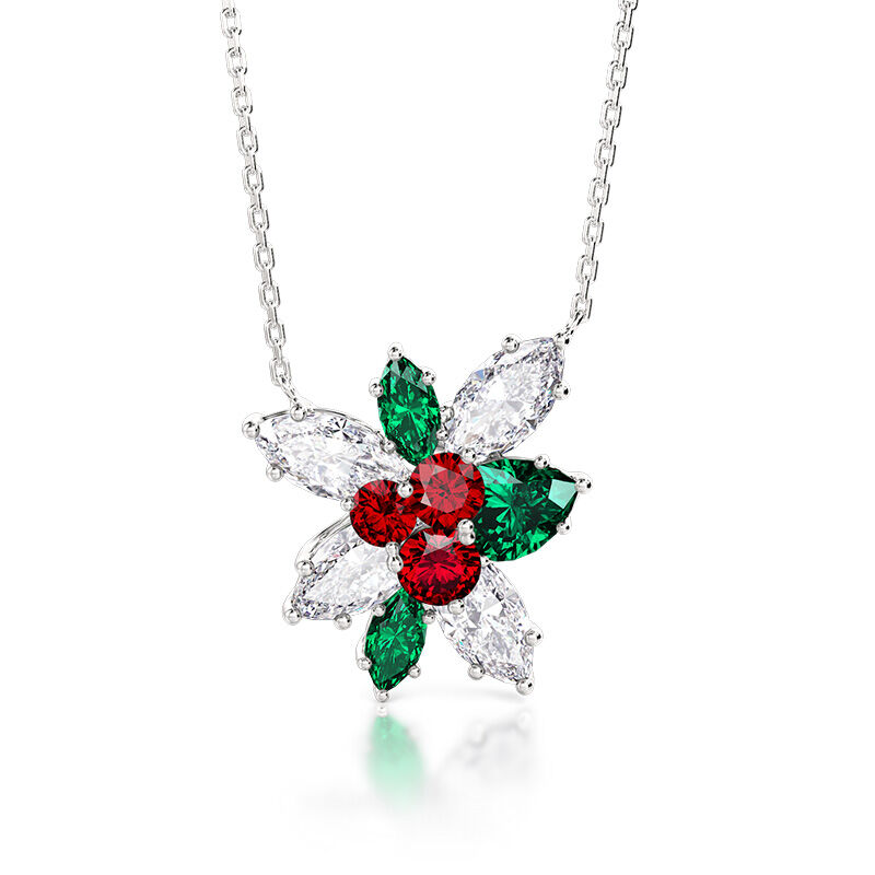 Jeulia Holly Leaf Necklace for Christmas Sterling Silver