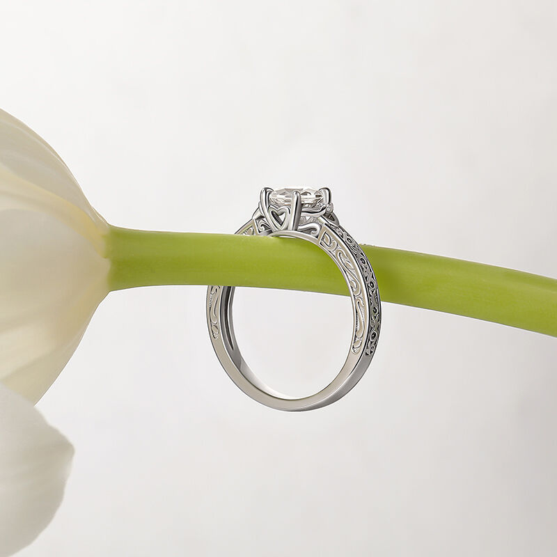 Jeulia "Keltisk Knut Blomster" Förlovningsring i Sterling Silver