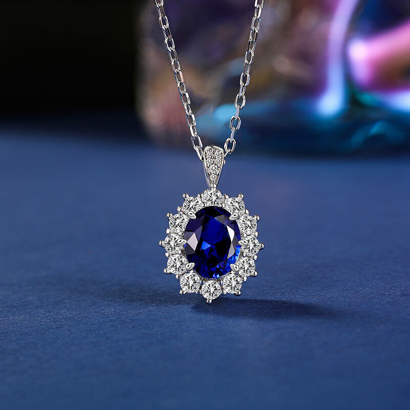 Jeulia Vintage Halo Dual Wear Oval Sapphire Cocktail Ring