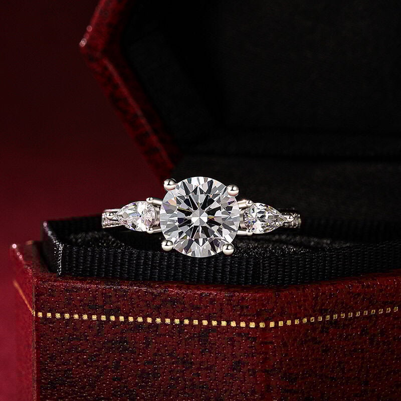 Jeulia Hidden Halo Round Cut Engagement Ring Sterling Silver