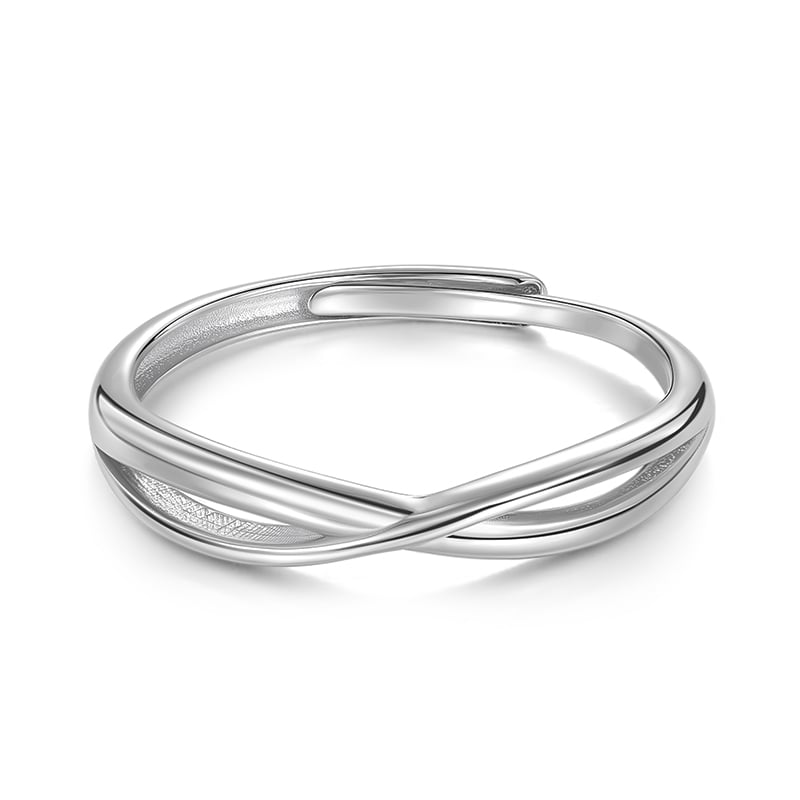Jeulia Twist Mobius Infinity Men's Wedding Ring Sterling Silver
