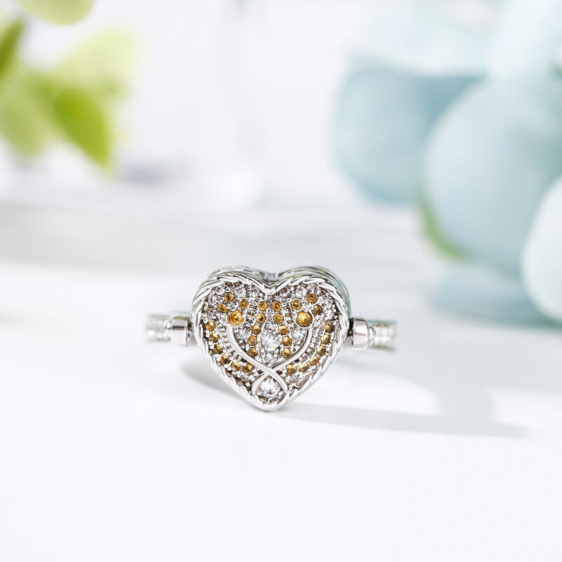Jeulia "Keep Me In Your Heart" Tulip Sterling Silver Personalized Photo Ring (With A Free Chain)