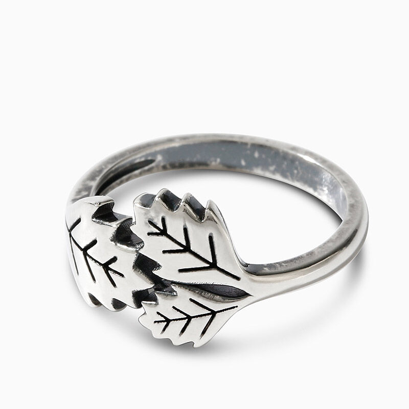 Jeulia "Oak Tree Leaf" Sterling Silver Ring