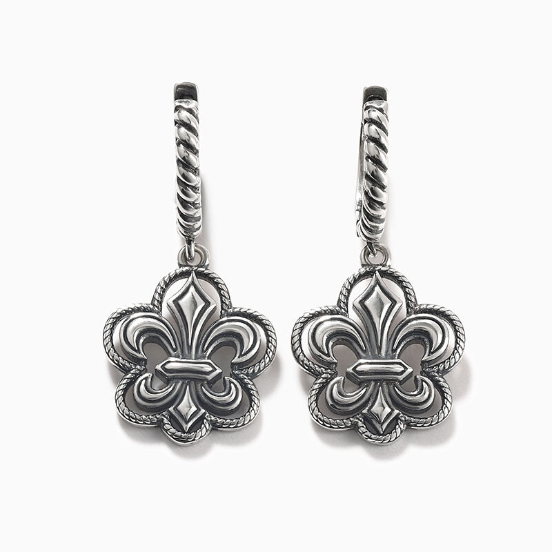 Jeulia "Fleur-De-Lis" Flower Sterling Silver Drop Earrings
