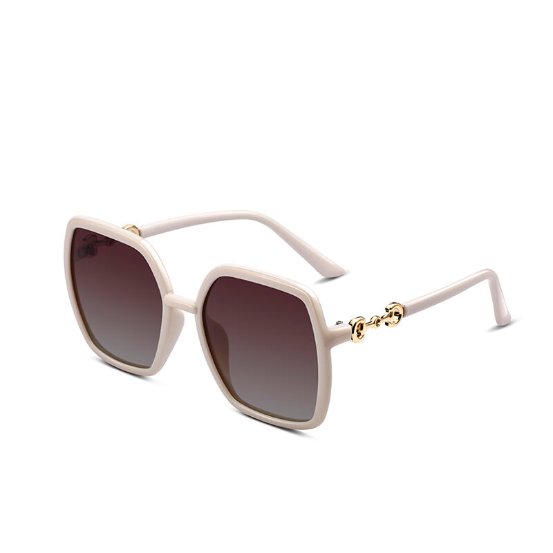 Jeulia "Lowkey Luxury" Geometric Beige/Brown Gradient Polarized Women's Sunglasses