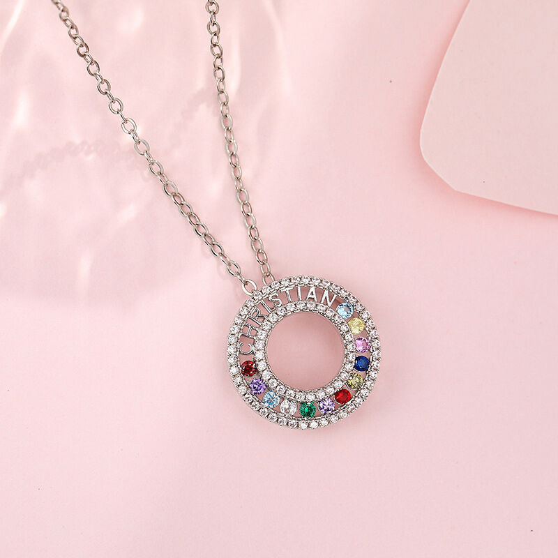 Jeulia "Colorful Day" Personalized Sterling Silver Necklace