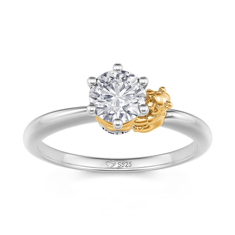 Jeulia Hug Me "Sweet Honey" Cartoon Bear Engagement Ring with Custom Name