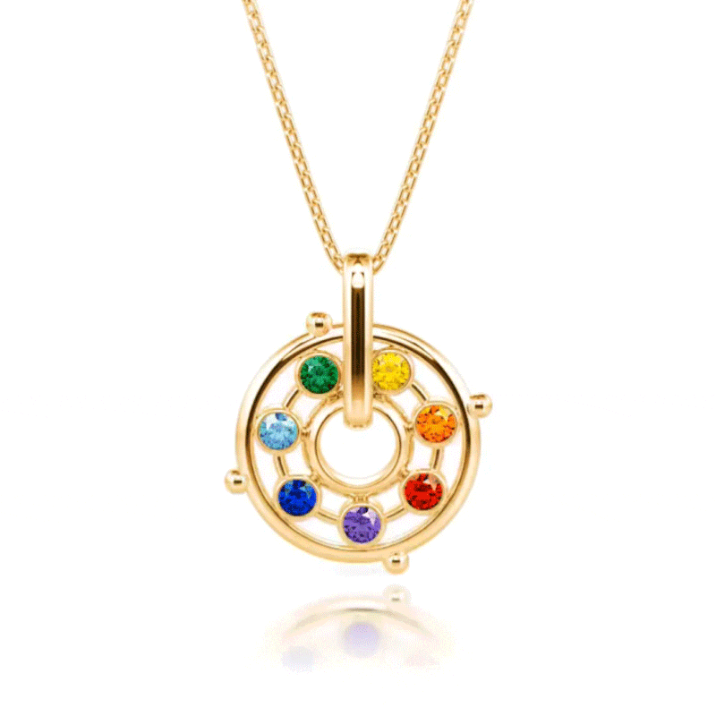 Jeulia Cool Draaibare Energie Healing Chakra Ketting Sterling Zilver
