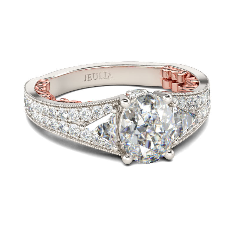Jeulia Pave Set Oval Cut Sterling Silver Ring