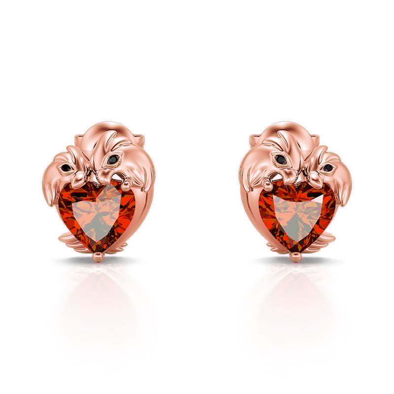Jeulia "Love Chance" Heart Cut Parrot Sterling Silver Earrings