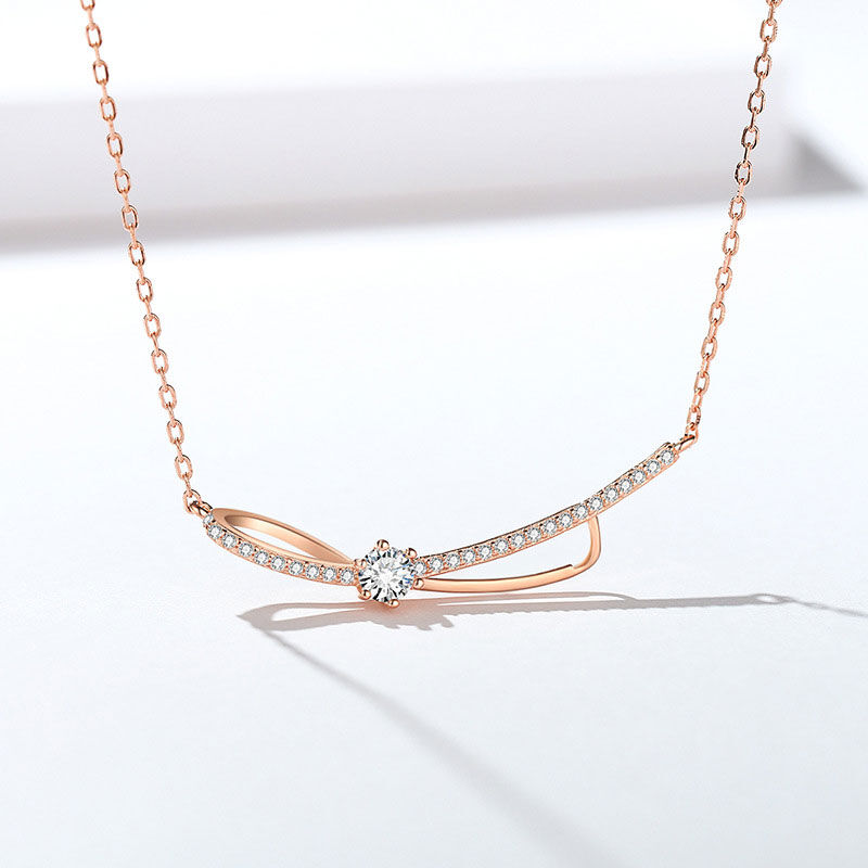 Jeulia Smile Rose gold Tone Sterling Silver Necklace
