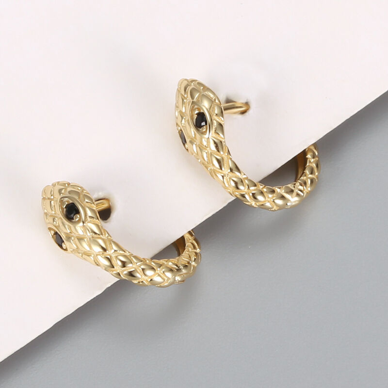 Jeulia Snake Design Sterling Silver Hoop Earrings