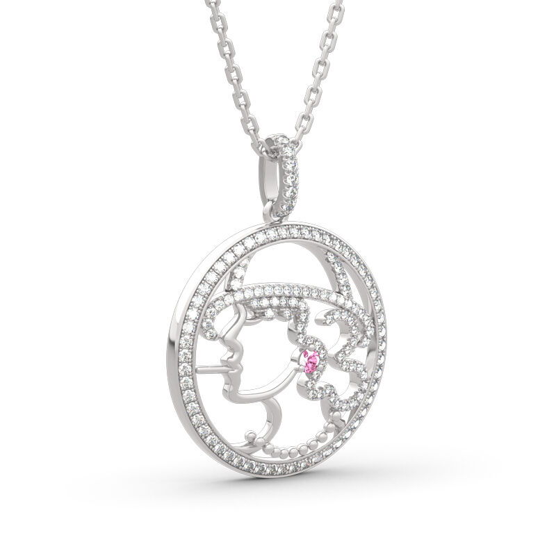 Jeulia "Once Upon A Time" Young Lady Design Sterling Silver Necklace