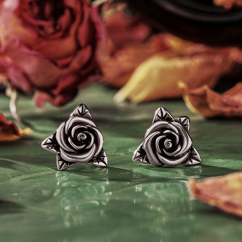 Jeulia "Rose Flower" Sterling Silver Earrings