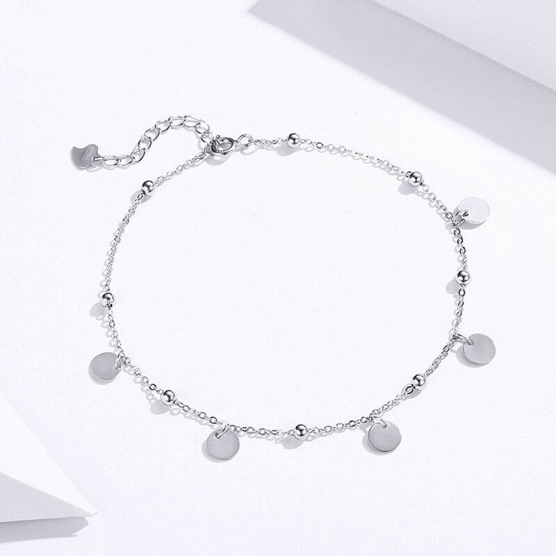 Jeulia Simple Style Disc Sterling Silver Anklet