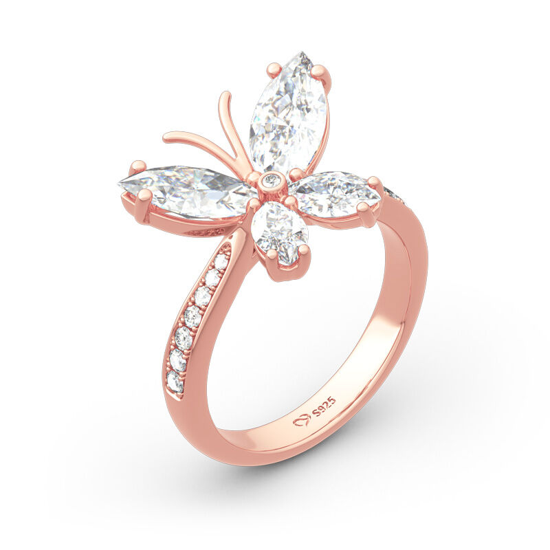 Jeulia Butterfly Shaped Sterling Silver Ring