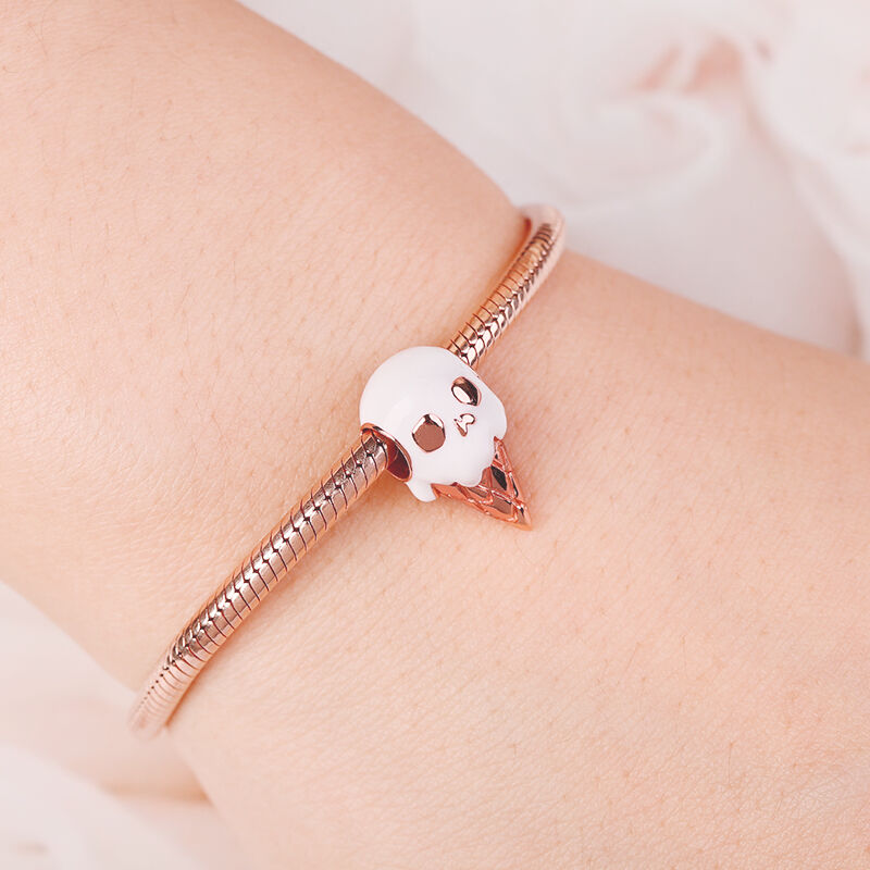 "You Look So Sweet" Sterling Silver Skull Ice Cream Charm Bead