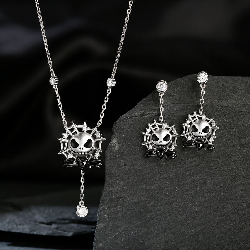 Jeulia "Pumpkin King" Skull Design Sterling Silver Jewelry Set