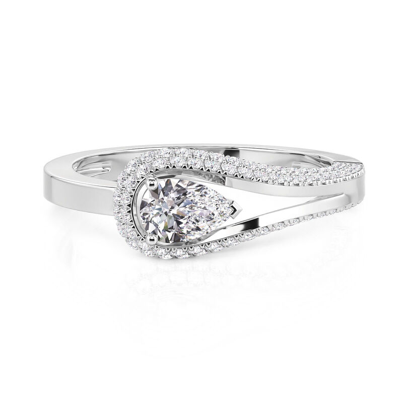 Jeulia Anello Nuziale a Forma di Lacrima-Pera in Argento Sterling