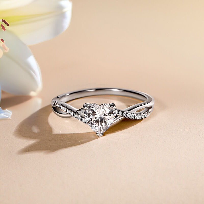 Jeulia Bague 10K/14K/18K Or Platine Torsadé Coupe Cœur