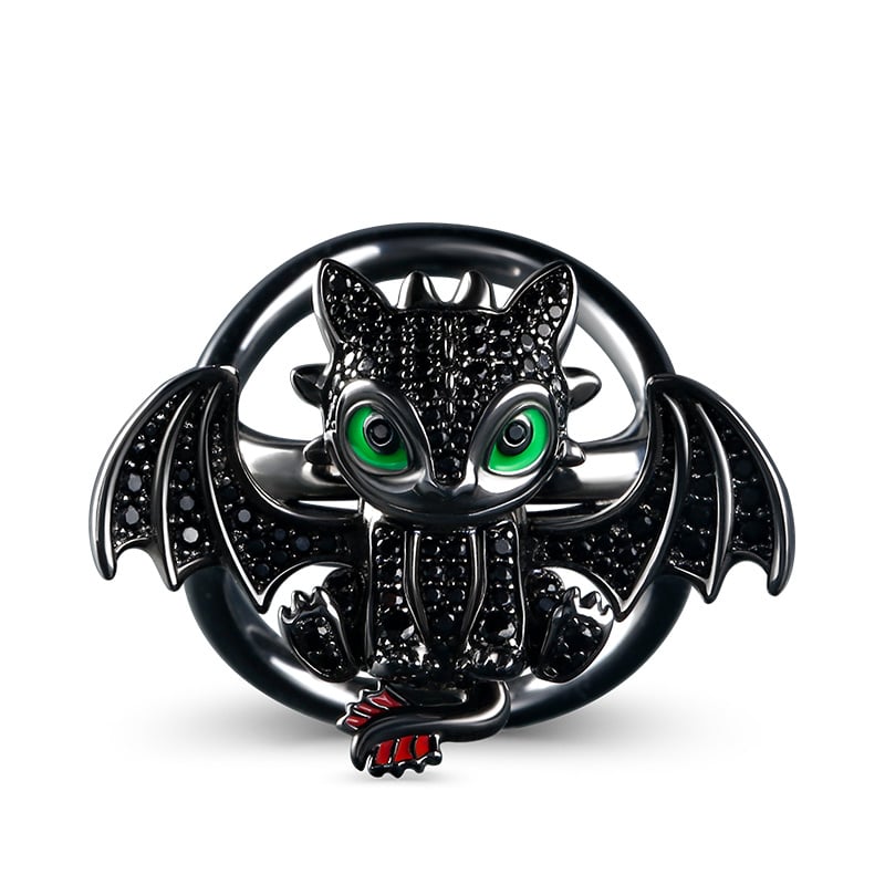 Jeulia "Flying Dragon" Movable Sterling Silver Ring