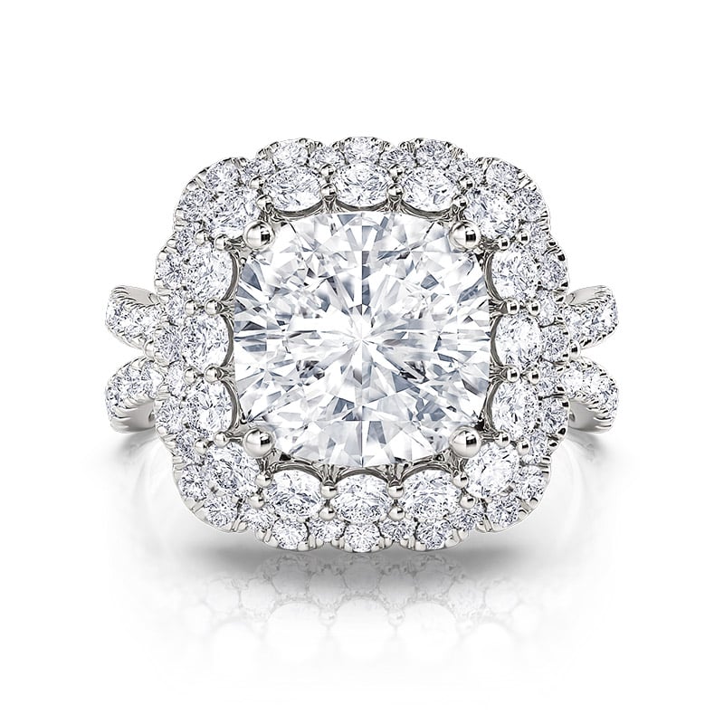 Jeulia Vintage Floral Halo Engagement Ring Twist Sterling Silver