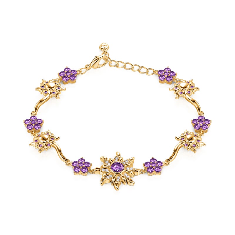 Jeulia Fashion Purple Stone Gold Sunflower Bracelet