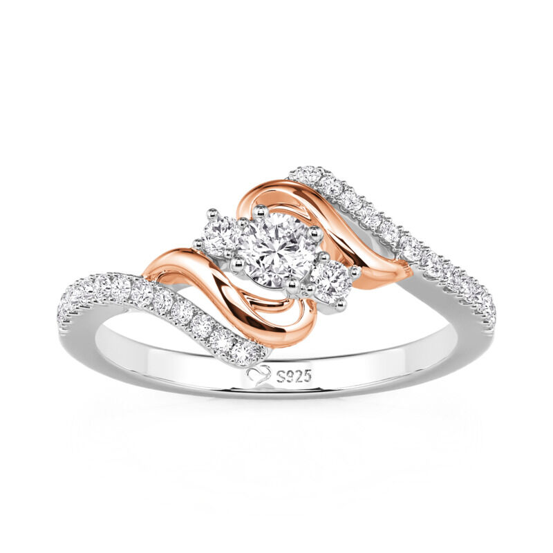 Jeulia Amore Custom Wave Engagement Ring with Three Birthstones