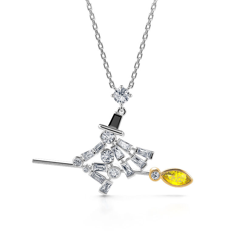 Jeulia "Witch on Broom" Sterling Silver Necklace