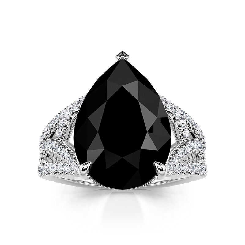 Jeulia Simple Black Thorn Pear Cut Engagement Ring Sterling Silver