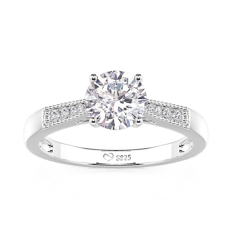 Jeulia Reverse Tapered Beaded Round Solitaire Engagement Ring