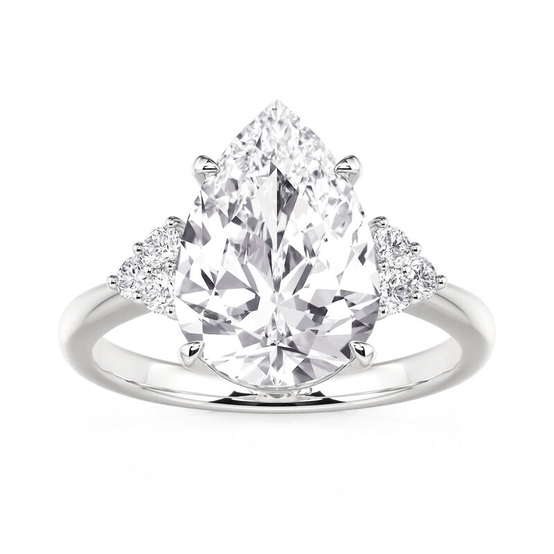 Jeulia Pear Three Stone Engagement Ring Sterling Silver