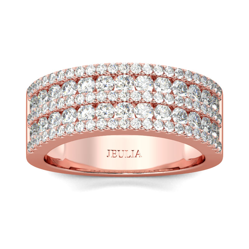 Jeulia Classic Round Cut Sterling Silver Women's Band