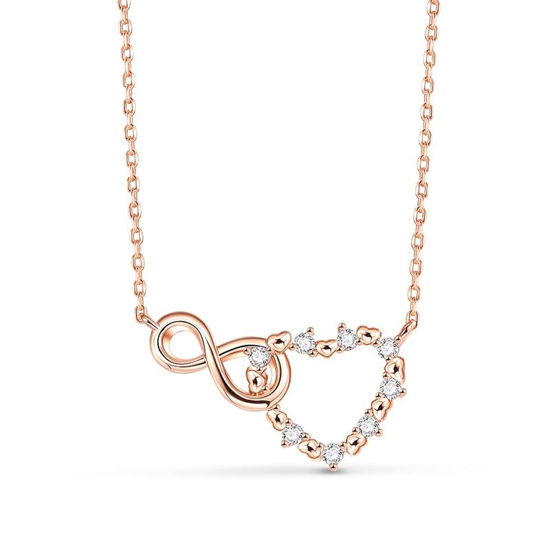 Jeulia “Endless Affection” Heart & Infinity Sterling Silver Necklace