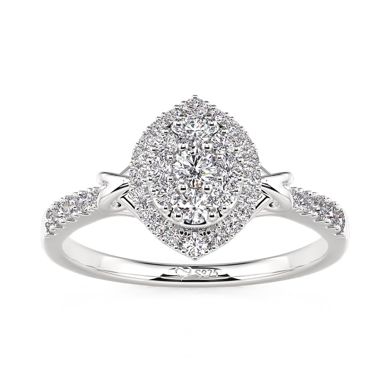 Jeulia Love Arrow Design Double Halo Engagement Ring