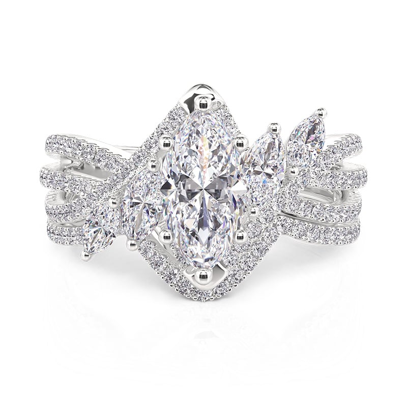 Jeulia Marquise Wedding Ring Set Twist Design 2PCS Sterling Silver