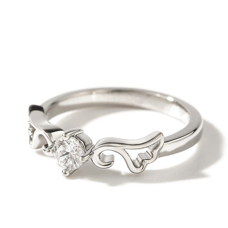 Jeulia "Angel Wings" Round Cut Sterling Silver Ring