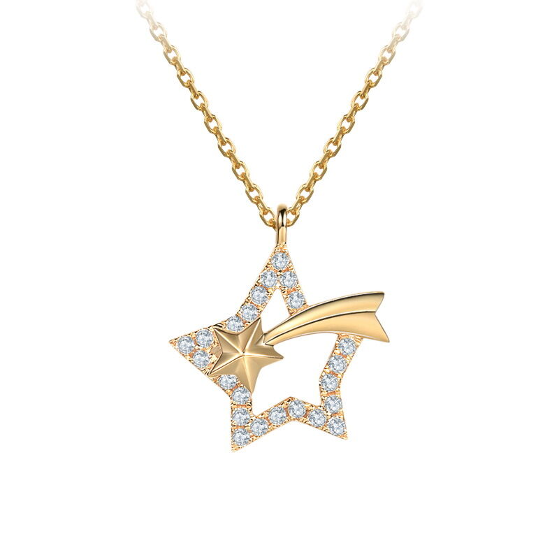 Jeulia "Make a Wish" Shooting Star Sterling Silver Necklace