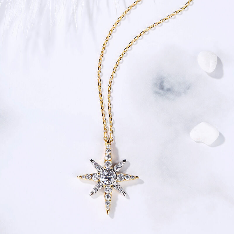 Jeulia Two Tone Star Sterling Silver Necklace
