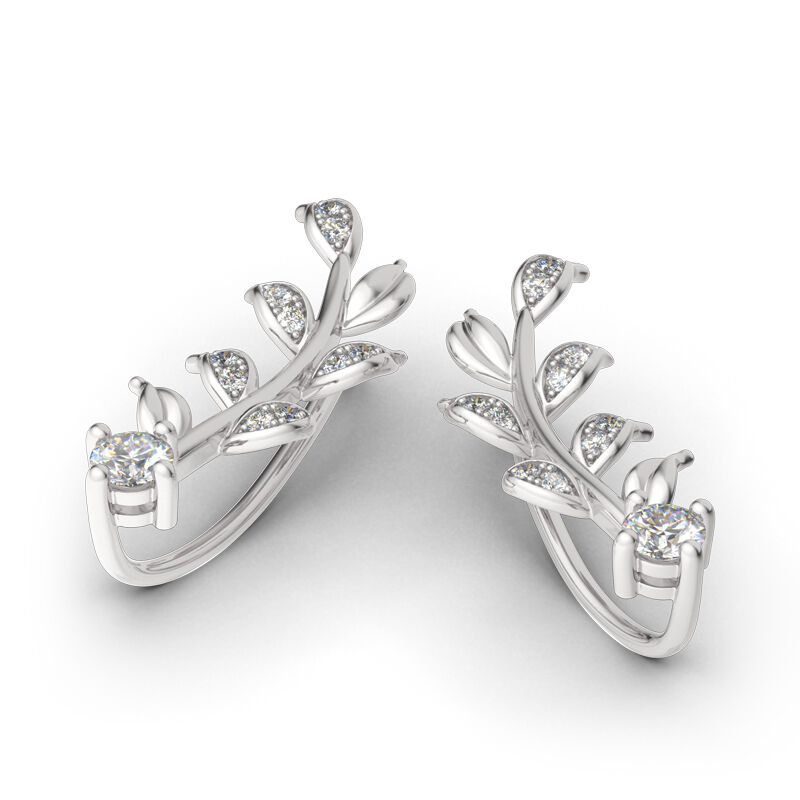Jeulia Sterling Silver Leaves Earring Climber
