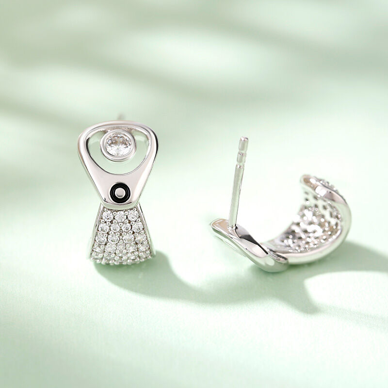 Jeulia Punk Style Cans Pull Ring Design Sterling Silver Earrings