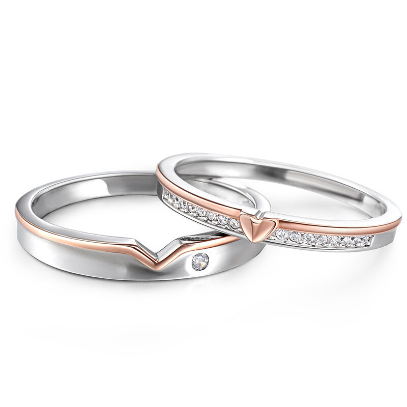 Meissa Adjustable Couple Rings - 925 Sterling Silver Twist Wedding Bands For Him & Her, Open Size Design